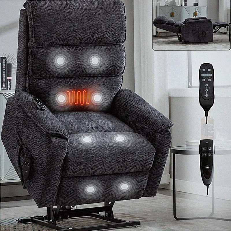 Chenille Dual Motor Infinite Position Up to 350 LBS Power Lift Recliner Chair