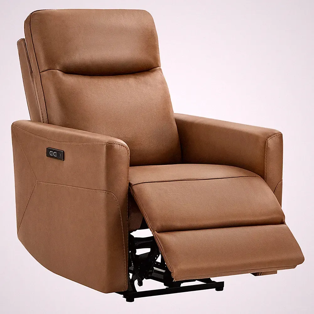 CHITA Genuine Leather Power Recliner Chair,Comfortable Wall Hugger Recliner
