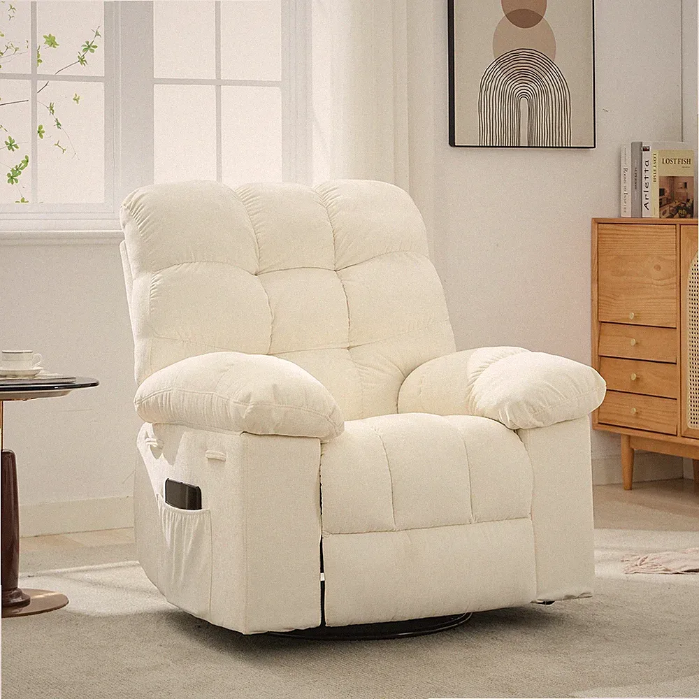Extra Wide Manual Reclining Sofa Chair Soft Chenille Single Recliner Rocking 💥