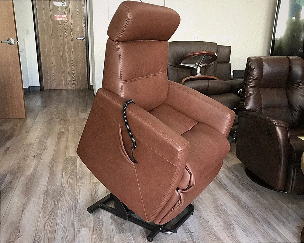 IMG Divani MF225 Med Power Infinite Position Lift Chair Recliner Cognac Leather