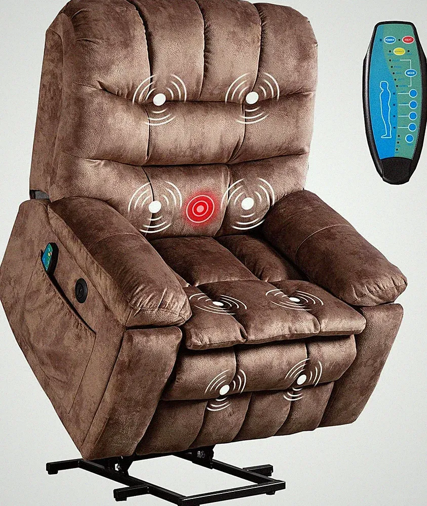 Large Power Lift Recliner with Massage and Heat for Elderly, Heavy Duty & Safety