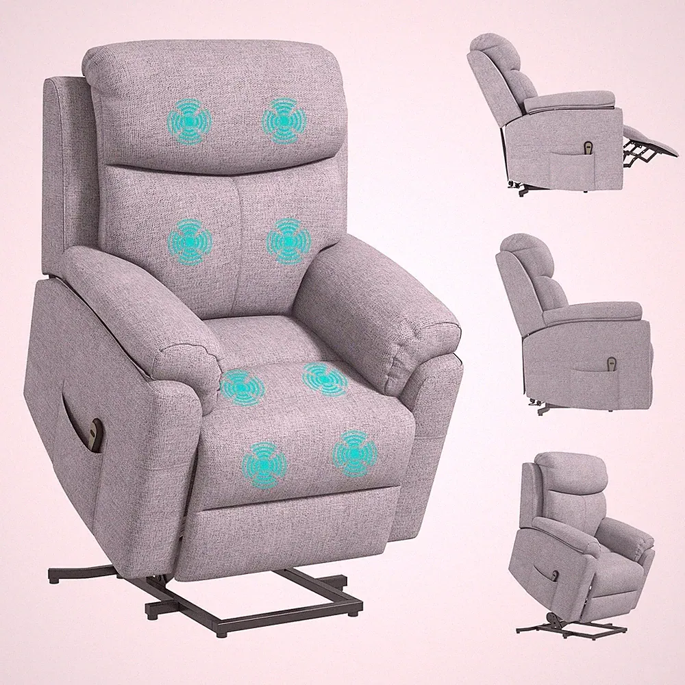 Power Lift Chair Electric Riser Recliner for Elderly, Linen Fabric Sofa Lounge A
