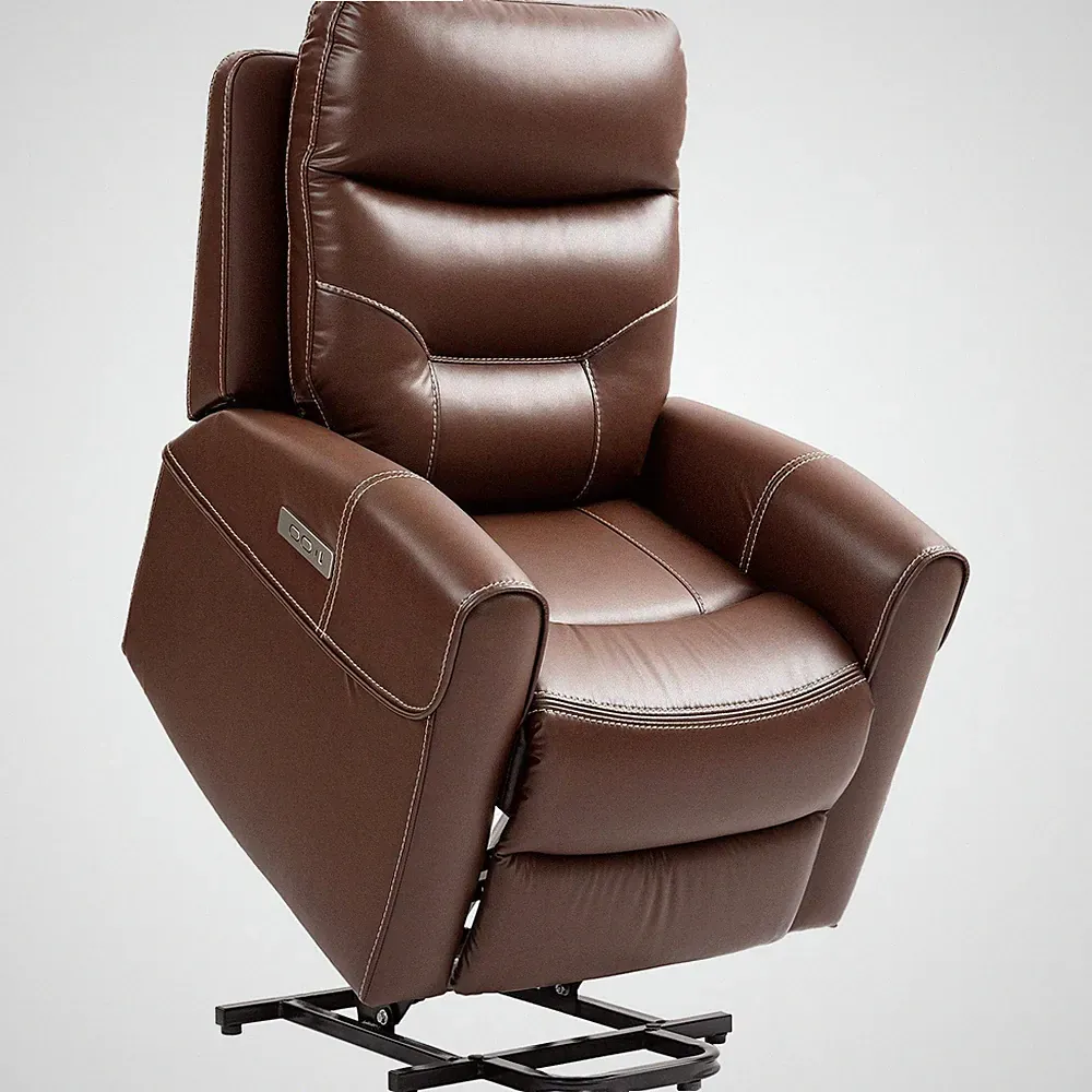Power Lift Recliner Chair for Elderly, Overstuffed Faux Leather Riser and Reclin