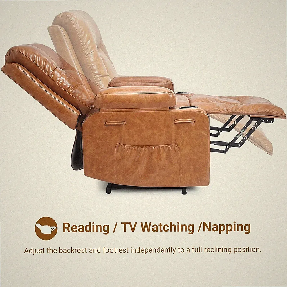 Power Lift Recliner w Heat Massage, Adjustable Chair for Elderly USB&Cup Holders
